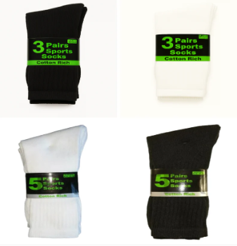 3 Pair Cotton Rich 2 PE Sports Socks Cotton Rich