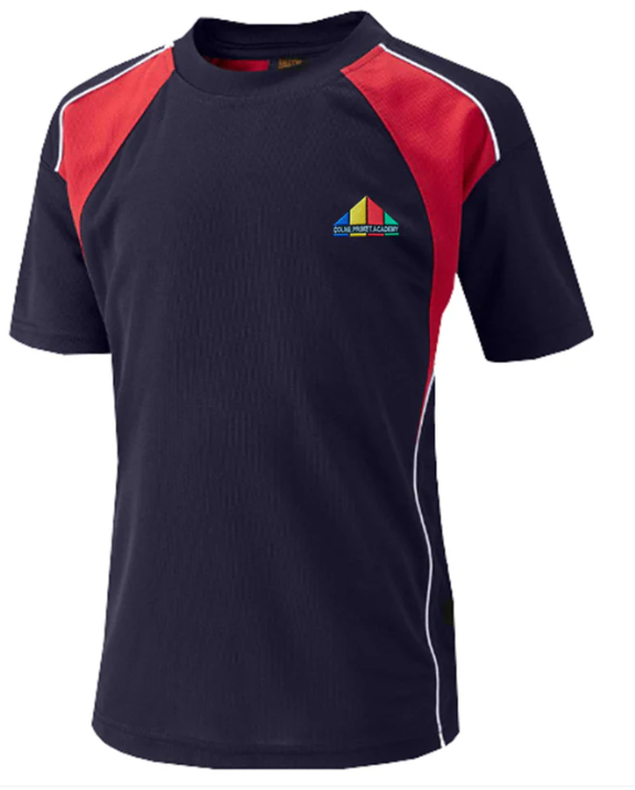 Colne Primet PE T Shirt Navy/Scarlet/White