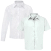 Sleeve long short White School Blouse/ Shirt Long or Short Sleeved Twin Pack