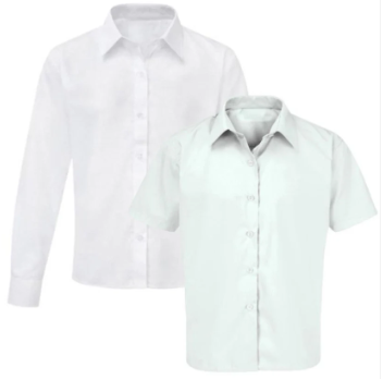 Sleeve long short White School Blouse/ Shirt Long or Short Sleeved Twin Pack
