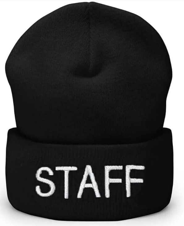 Staff Beanie Knit Hat With Security, Police, Staff Embroidery