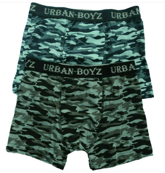 Ub3 Urban Boys Camouflage Soft Cotton Rich Boxer Shorts