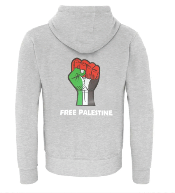 back grey Free Palestine Hoodie