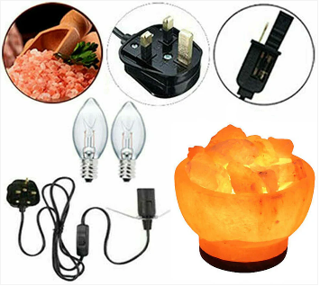 f2 Himalayan Pink Fire Bowl Salt Lamp Rock Crystal Crafted Healing Mother Day Gift