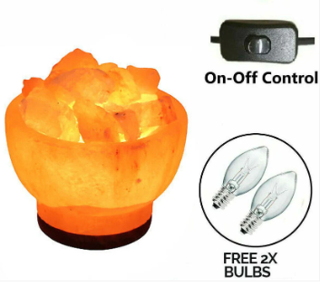 f3 Himalayan Pink Fire Bowl Salt Lamp Rock Crystal Crafted Healing Mother Day Gift