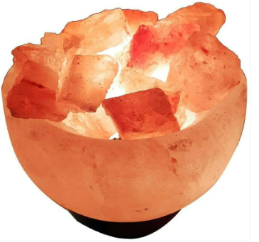 f5 Himalayan Pink Fire Bowl Salt Lamp Rock Crystal Crafted Healing Mother Day Gift