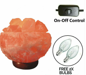 ff3 Himalayan Natural Rock Salt Fire Bowl Salt Lamp UK Switch Cable +2 FREE Bulbs Mother Day Gift