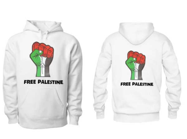 frontbackwhite Free Palestine Hoodie