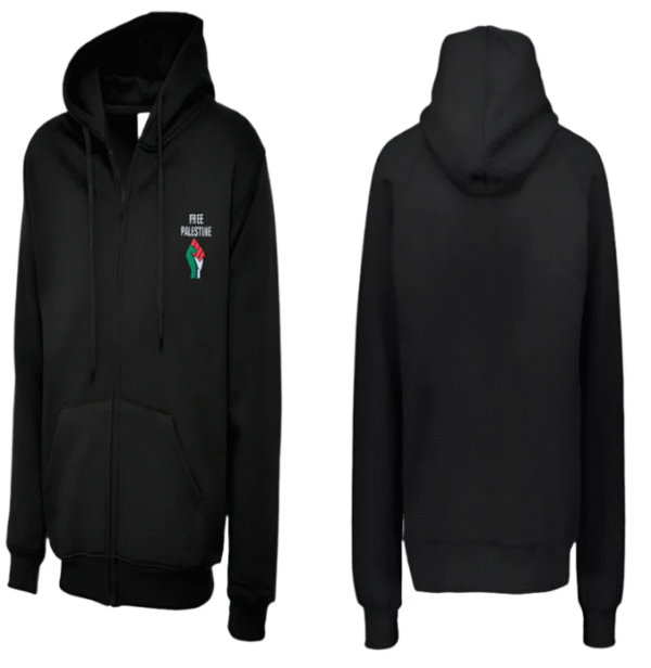 Zip Hoodie With Free Palestine Embroidered