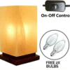 r4 Himalayan Rectangular Shape Crystal Salt Lamp UK Switch Cable +2 FREE Bulbs Mother's Day Gift