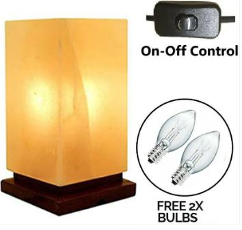 r4 Himalayan Rectangular Shape Crystal Salt Lamp UK Switch Cable +2 FREE Bulbs Mother's Day Gift