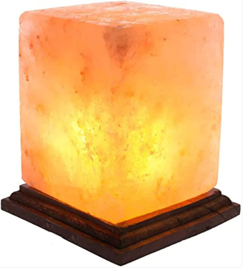 r6 Himalayan Rectangular Shape Crystal Salt Lamp UK Switch Cable +2 FREE Bulbs Mother's Day Gift