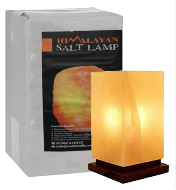 r7 Himalayan Rectangular Shape Crystal Salt Lamp UK Switch Cable +2 FREE Bulbs Mother's Day Gift