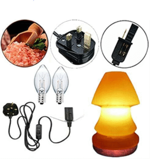 Himalayan Table Shape Pink Crystal Salt Lamp UK Switch Cable +2 FREE Bulbs Mother's Day Gift