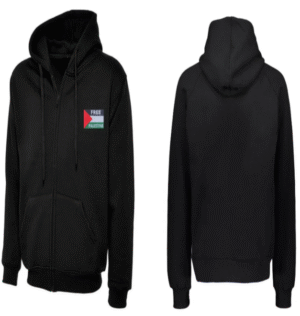 zip flag Zip Hoodie With Free Palestine Embroidered Flag Patch