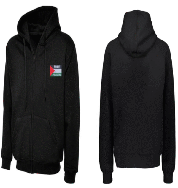 zip flag Zip Hoodie With Free Palestine Embroidered Flag Patch