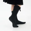 Ankle_Bow_Socks_Black 3 Pairs Ankle Socks With a Bow Cotton Rich Black & White