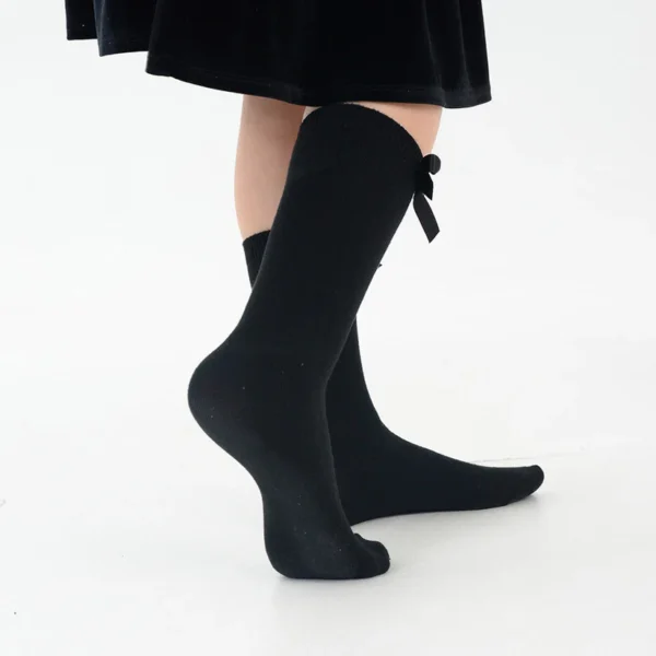 Ankle_Bow_Socks_Black 3 Pairs Ankle Socks With a Bow Cotton Rich Black & White