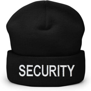 Beanie_Knit_Hat_With_Security_Embroidery_black.jpg Beanie Knit Hat With Security, Police, Staff Embroidery