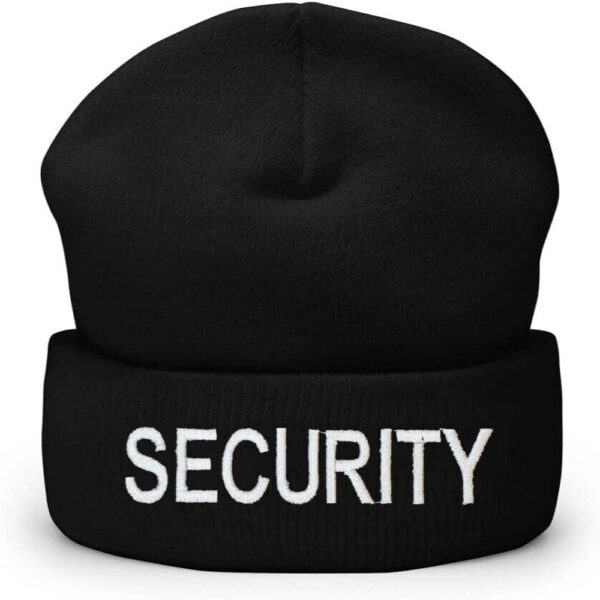 Beanie_Knit_Hat_With_Security_Embroidery_black.jpg Beanie Knit Hat With Security, Police, Staff Embroidery