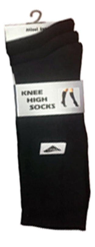 3 Pairs Knee High Socks Black Green & White