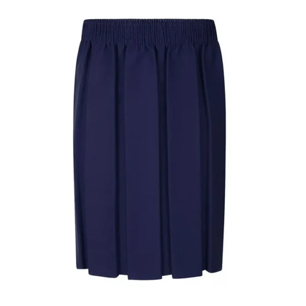 Higham St Navy Box Pleated Skirt Fully Elasticated