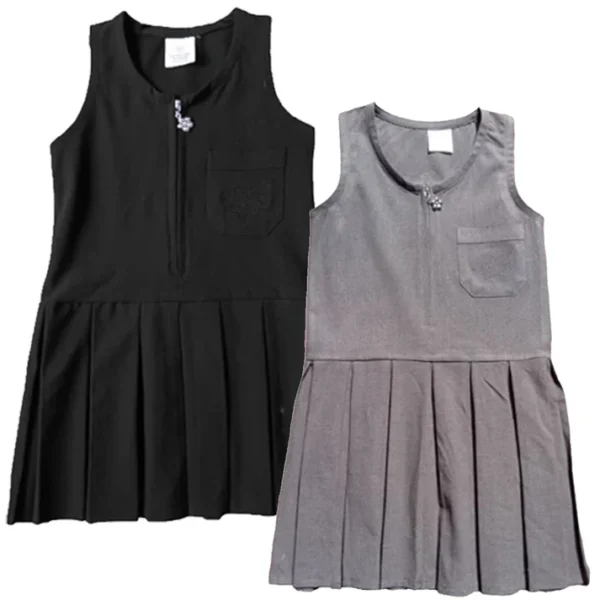 Pleated_Floral_Pinafore_Grey_Black Pleated Floral Pinafore Grey & Black