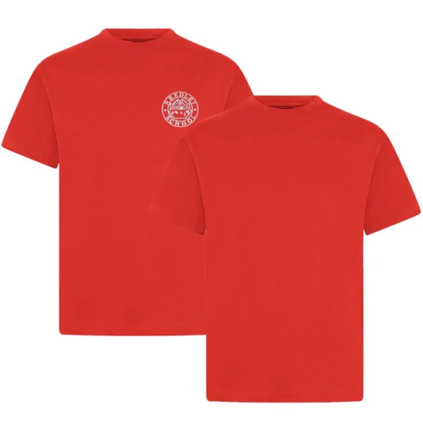 Reedley_Primary_Red_P.E (1) Reedley Primary Red P.E. Shirt Plain & Logo
