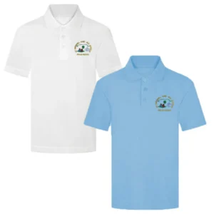 ST_Michael_Polo__Shirt ST. Michael & Angels Primary Polo Shirt White & Light Blue