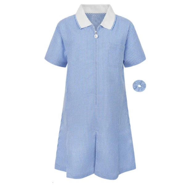 SummerGinghamSchoolDressSkyBlue Summer Gingham School Dress Sky Blue