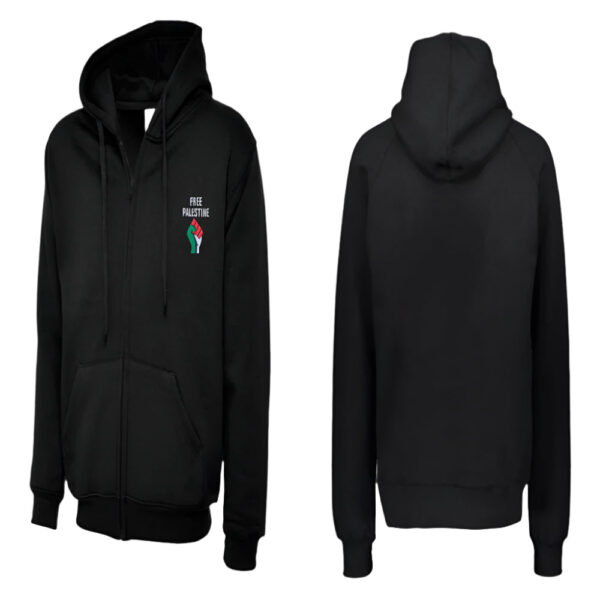 Zip Hoodie With Free Palestine Embroidered