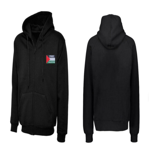 Zip Hoodie With Free Palestine Embroidered Flag Patch