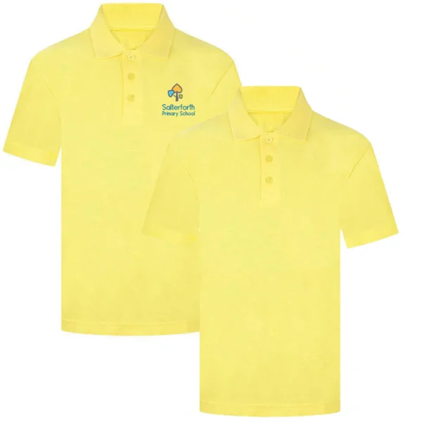 salterforth_yellow_logo_plain_polo_shirt (1) Salterforth Primary School Polo Shirt