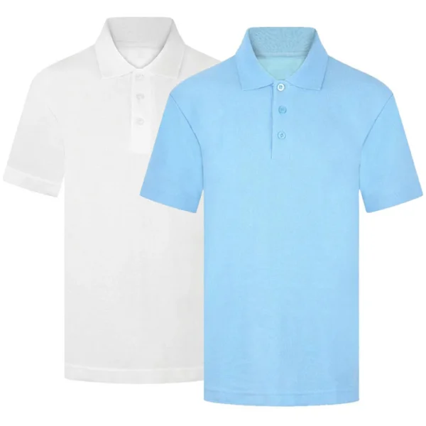 short_sleeve_shirt White & Pale Blue Polo Shirt